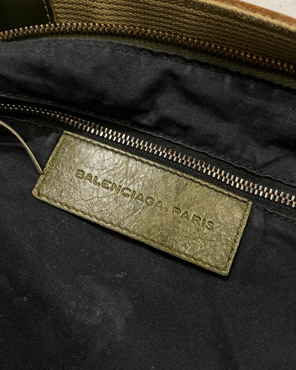 2000s Balenciaga Khaki Leather Multi-Pocket Shoulder Bag szuXXha 10