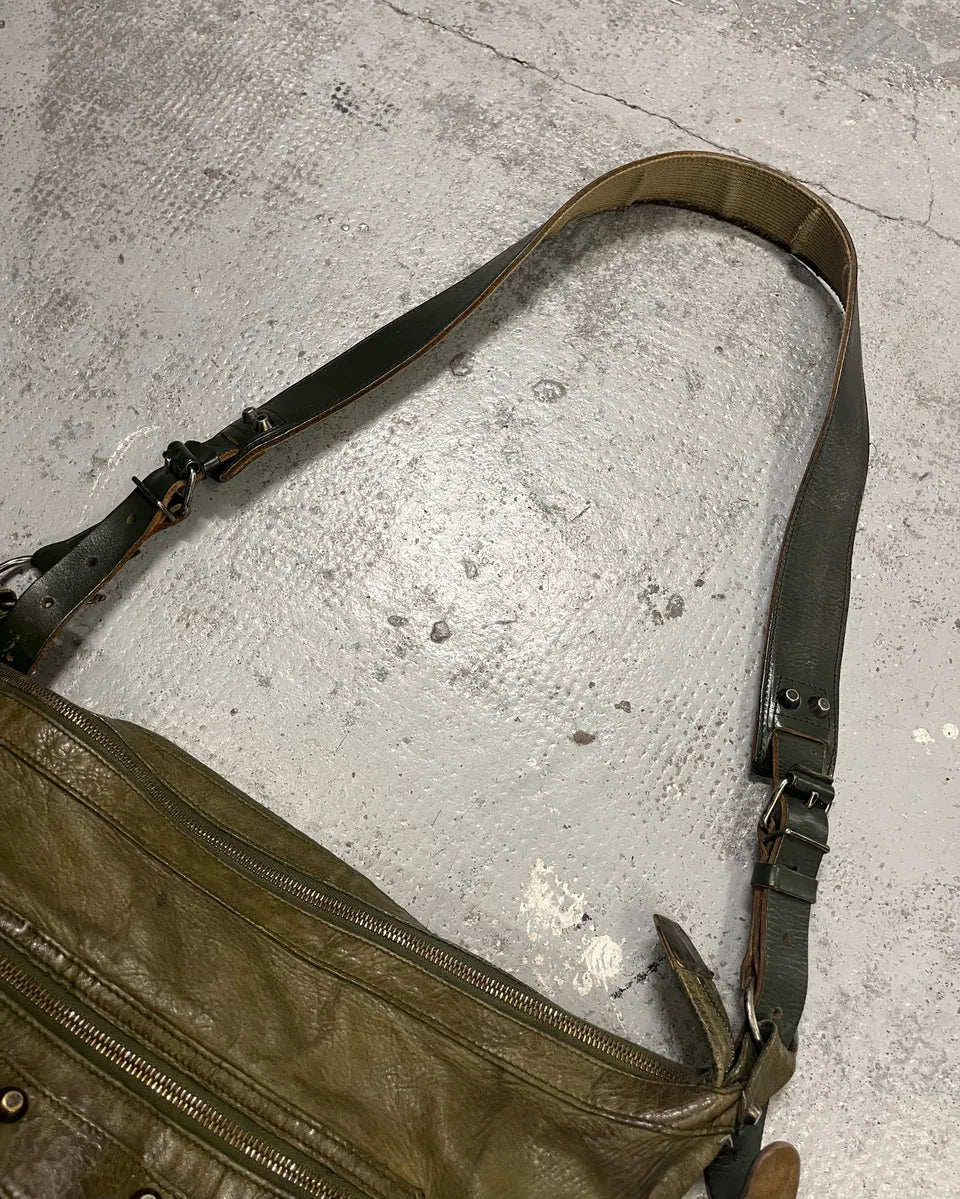 2000s Balenciaga Khaki Leather Multi-Pocket Shoulder Bag szuXXha 4