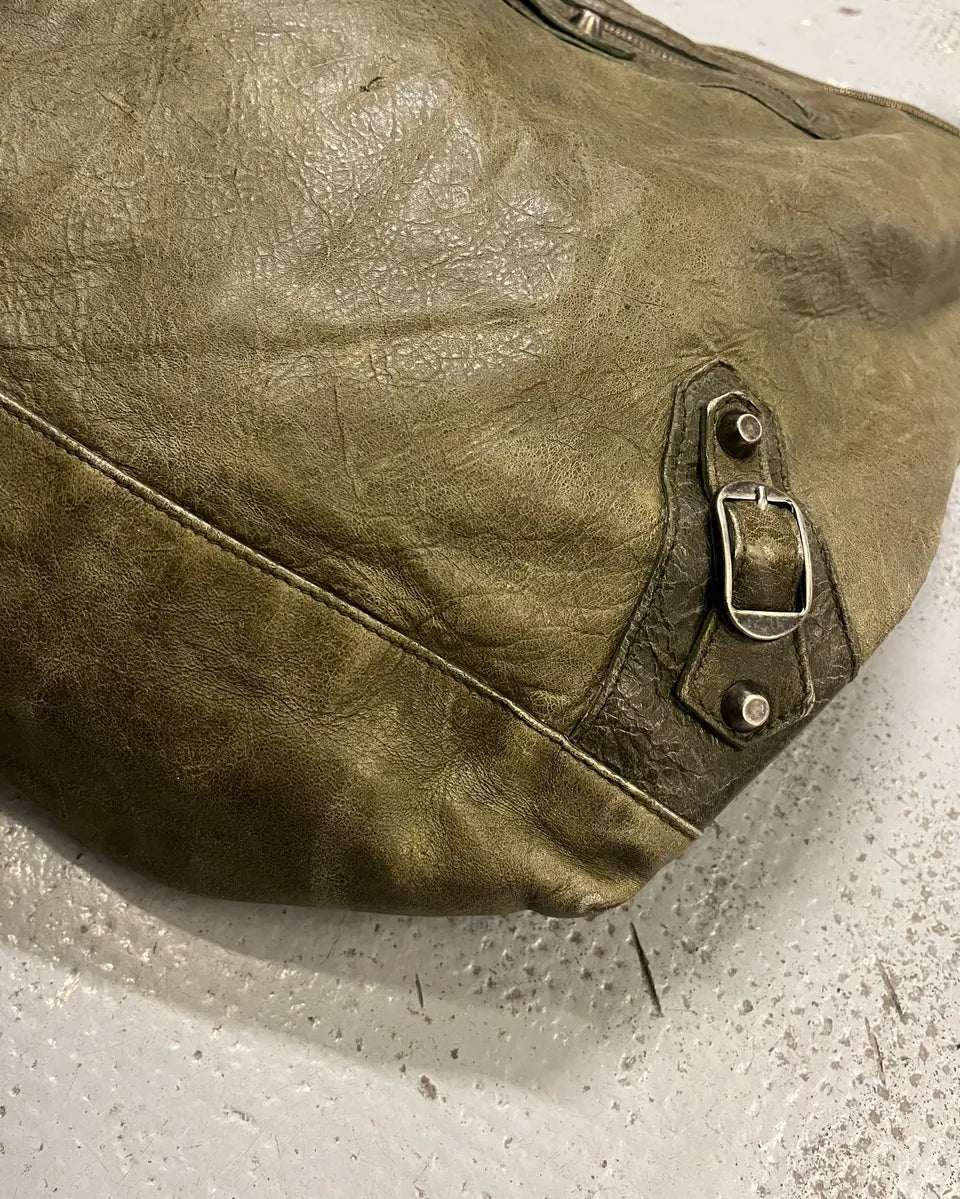 2000s Balenciaga Khaki Leather Multi-Pocket Shoulder Bag szuXXha 6
