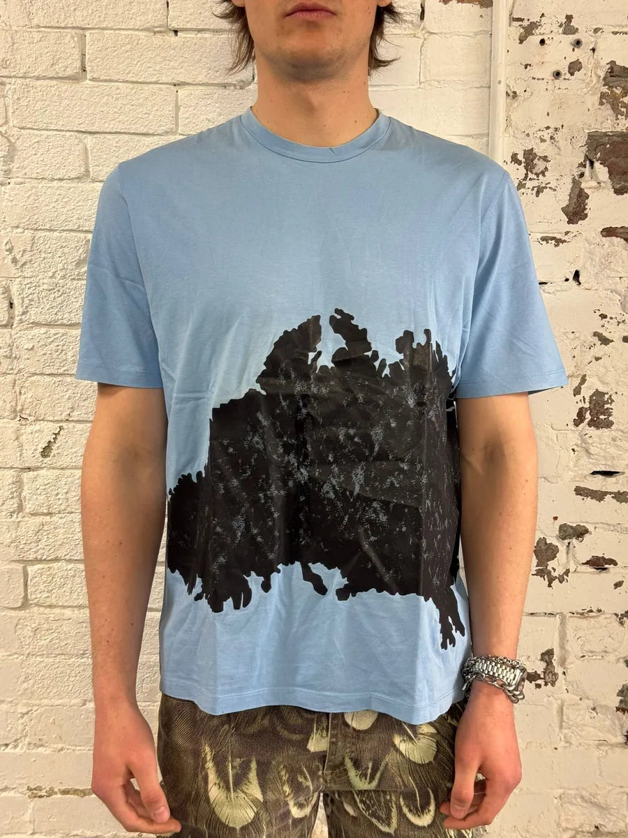 SS2015 Balenciaga Light Blue Ink Splatter T-Shirt KBcDTaH 1