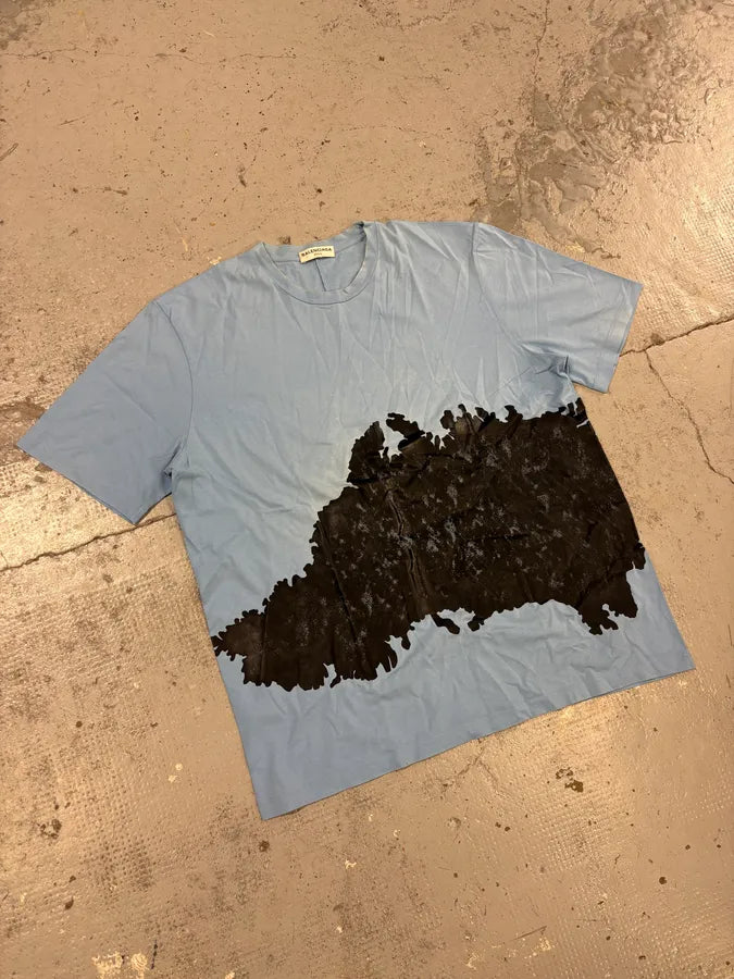 SS2015 Balenciaga Light Blue Ink Splatter T-Shirt KBcDTaH 3