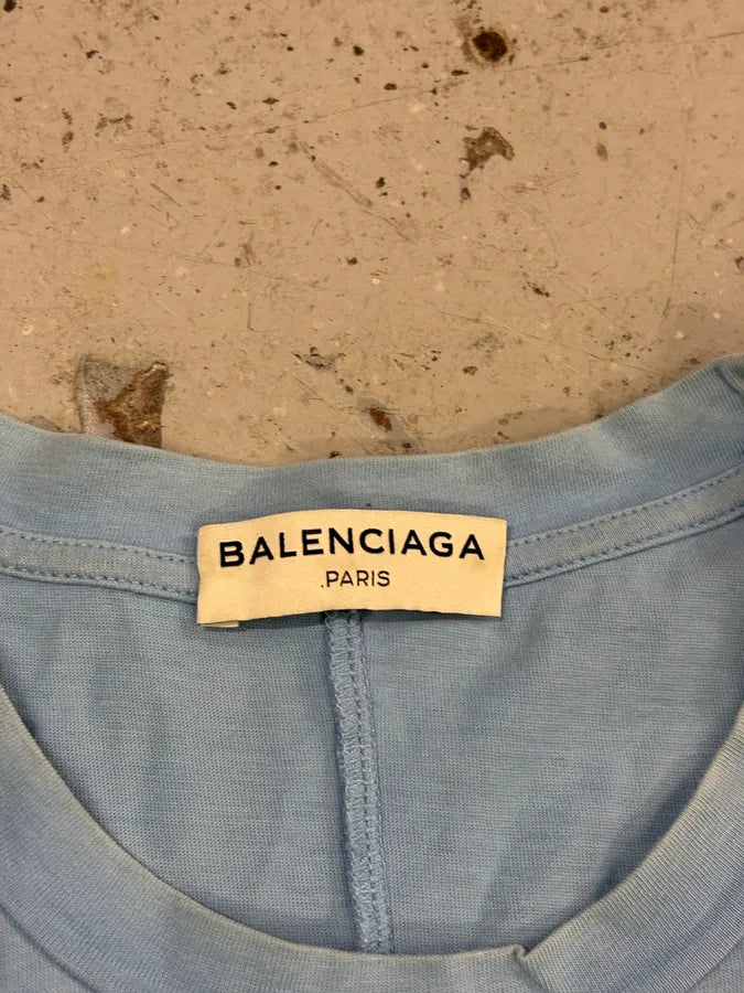 SS2015 Balenciaga Light Blue Ink Splatter T-Shirt KBcDTaH 7