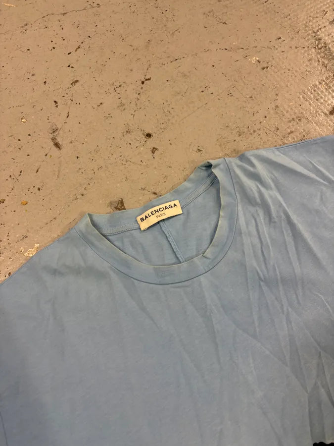 SS2015 Balenciaga Light Blue Ink Splatter T-Shirt KBcDTaH 4