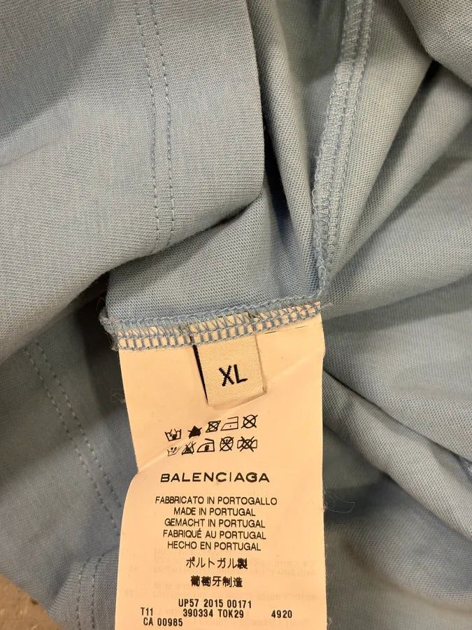 SS2015 Balenciaga Light Blue Ink Splatter T-Shirt KBcDTaH 8
