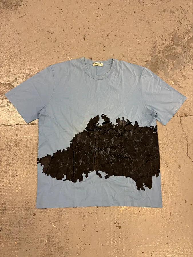 SS2015 Balenciaga Light Blue Ink Splatter T-Shirt KBcDTaH 0