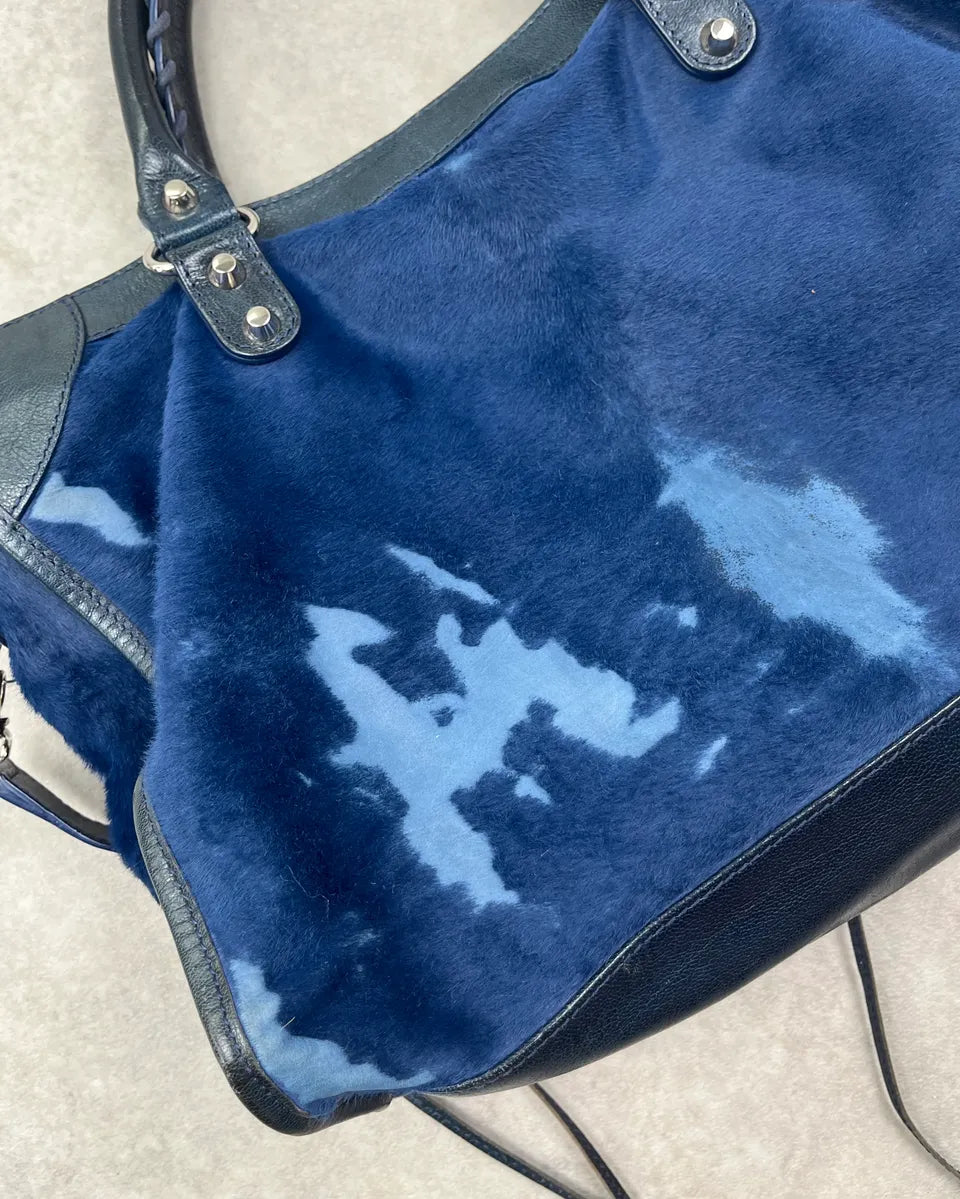 2000s Balenciaga Navy Calf Hair City Bag UUXfsJn 10