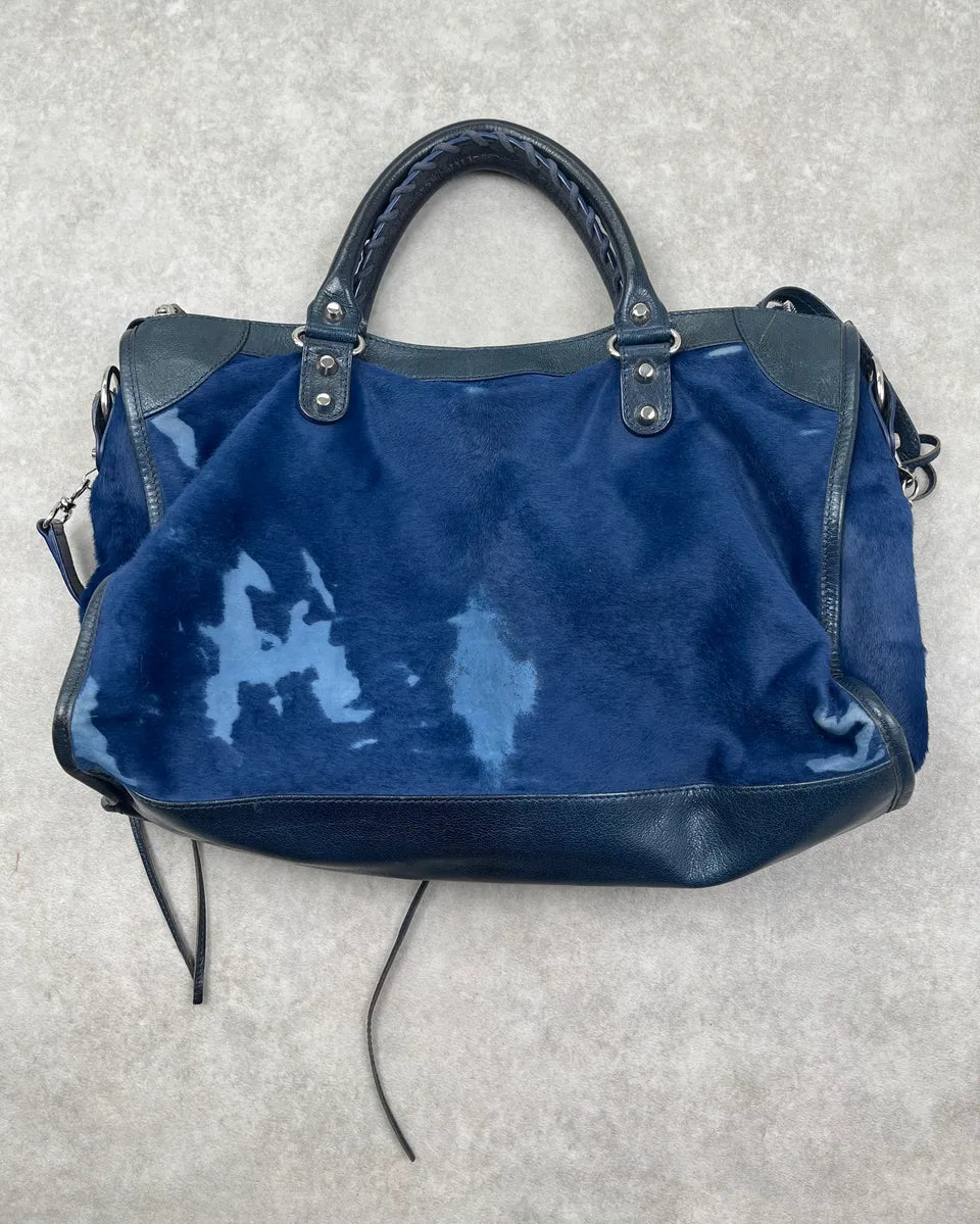 2000s Balenciaga Navy Calf Hair City Bag UUXfsJn 9