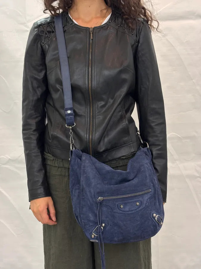 2000s Balenciaga Navy Denim City Shoulder Bag udfGFJj 1