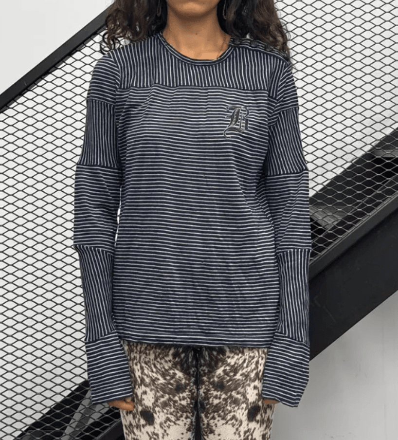 2000s Balenciaga Navy Striped Embroidered Longsleeve  hduzeZD 1