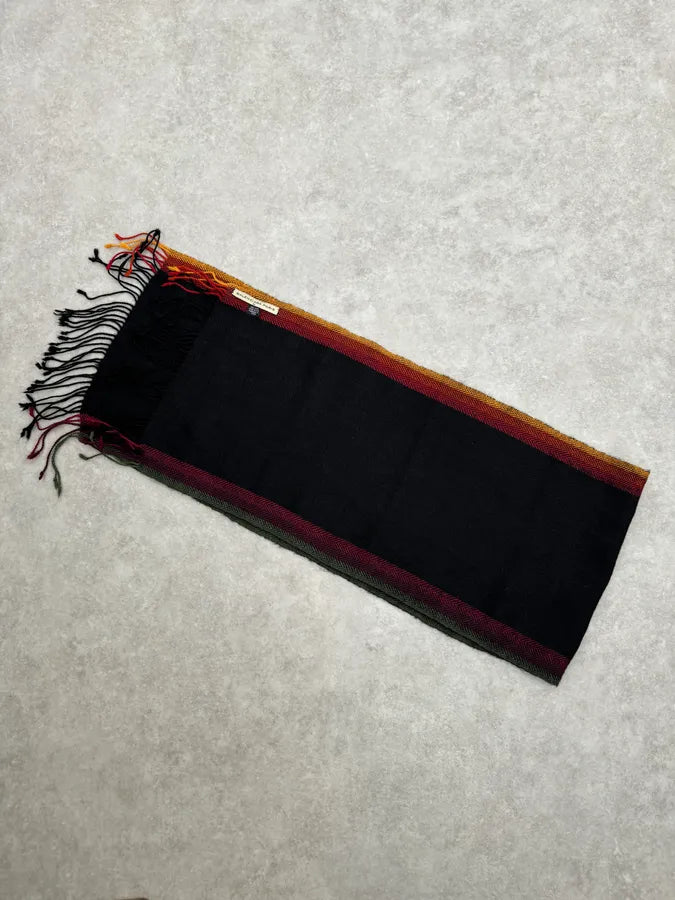 2000s Balenciaga Paris Black Wool Multicolor Scarf Yvaxvoy 3