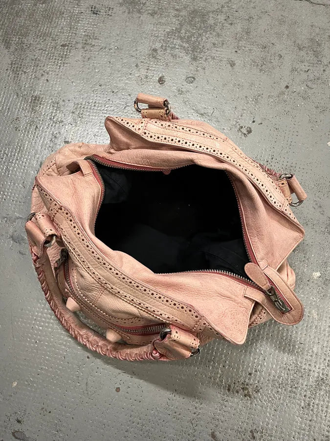 2000s Balenciaga Pink Leather Studded City Bag WLtXorp 7