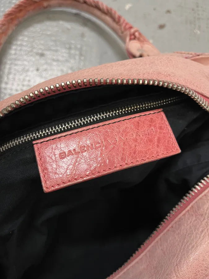 2000s Balenciaga Pink Leather Studded City Bag WLtXorp 8