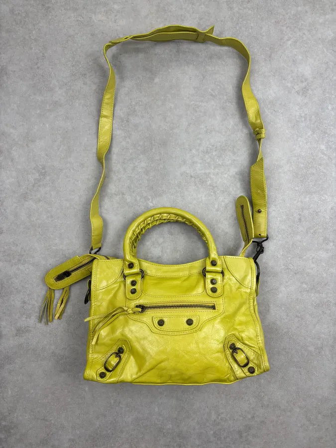 Balenciaga Yellow Leather City Handle Bag poKsKyf 0