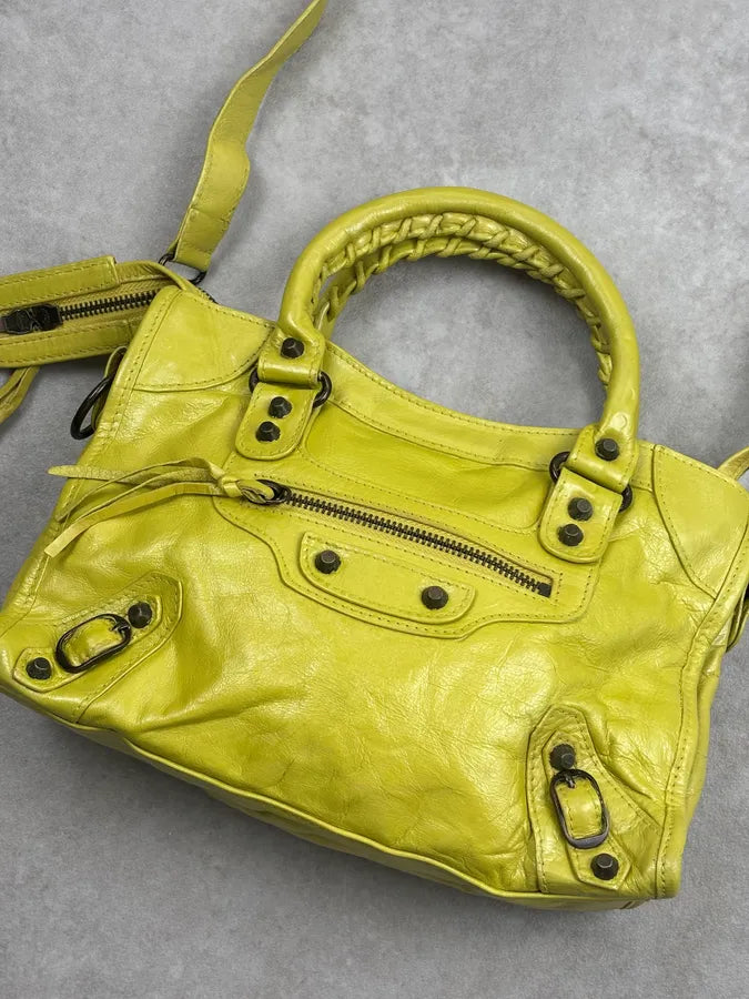 Balenciaga Yellow Leather City Handle Bag poKsKyf 4