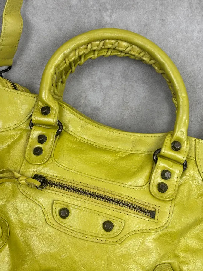 Balenciaga Yellow Leather City Handle Bag poKsKyf 5