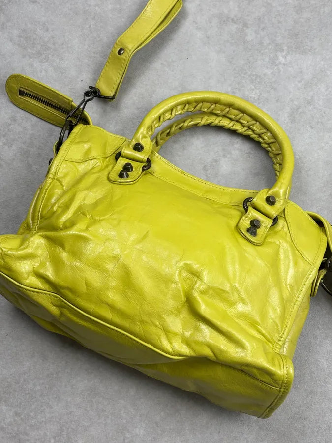 Balenciaga Yellow Leather City Handle Bag poKsKyf 12