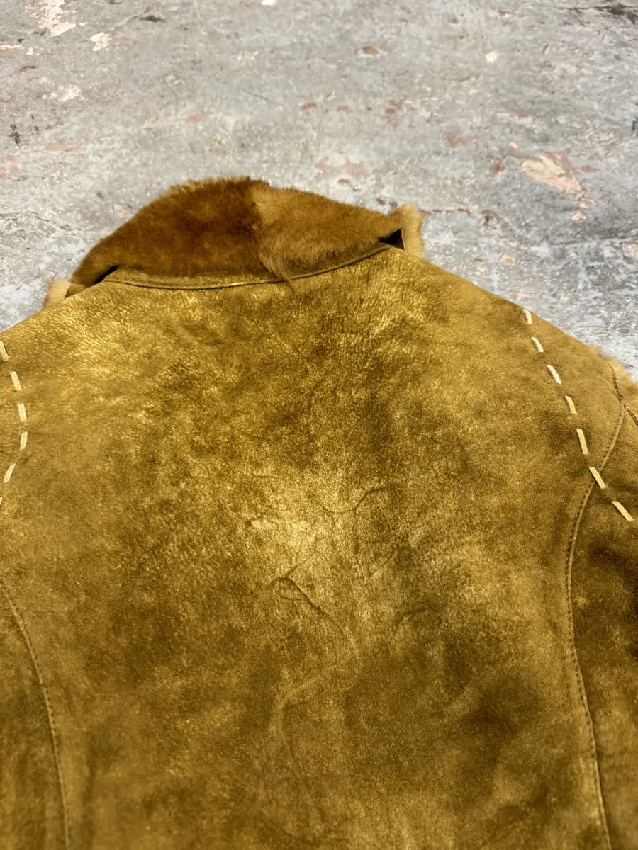 2000s Balmain Asymmetrical Camel Fur Suede Leather Jacket (M) 5