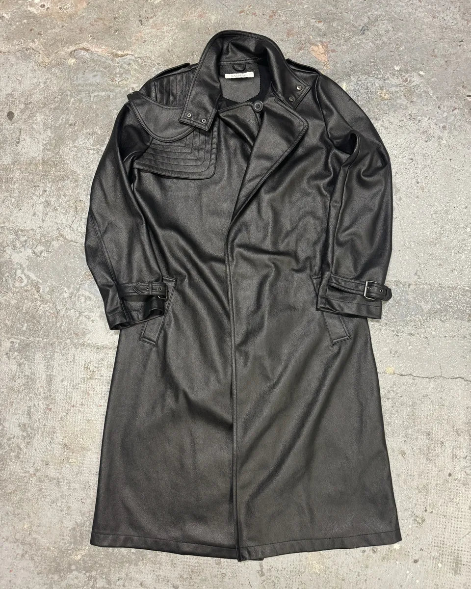 2000s Balmain Avant-Garde Black Vegan Leather Trench Coat PhdyEEJ 0