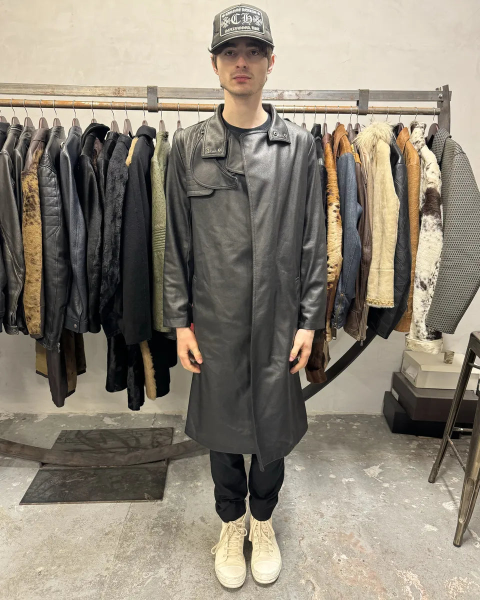 2000s Balmain Avant-Garde Black Vegan Leather Trench Coat PhdyEEJ 1