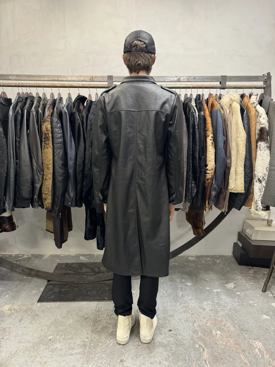 2000s Balmain Avant-Garde Black Vegan Leather Trench Coat PhdyEEJ 2