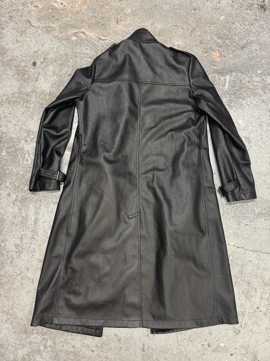 2000s Balmain Avant-Garde Black Vegan Leather Trench Coat PhdyEEJ 3