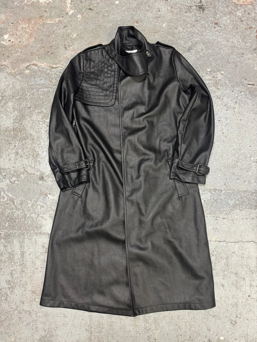 2000s Balmain Avant-Garde Black Vegan Leather Trench Coat PhdyEEJ 4