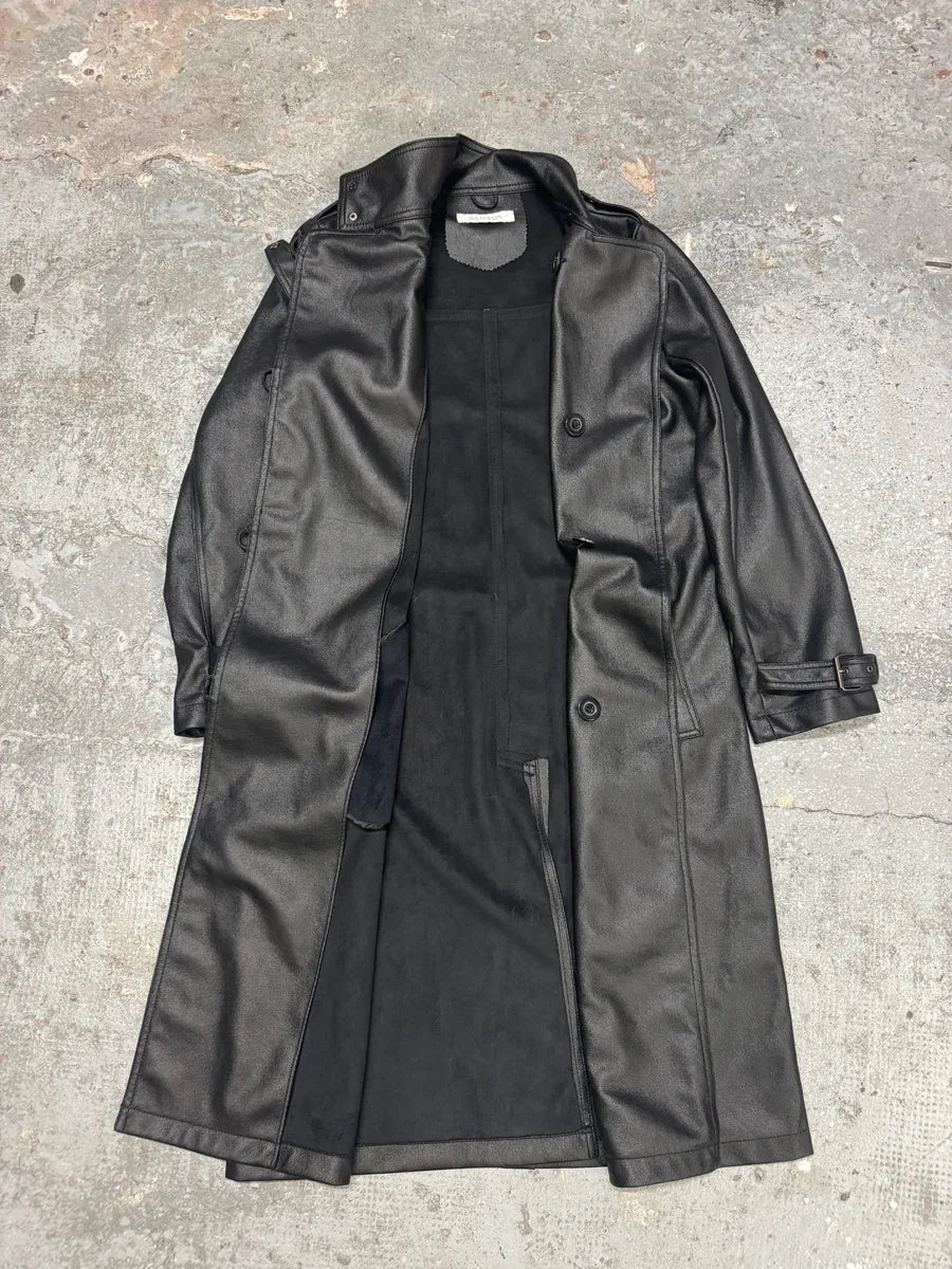 2000s Balmain Avant-Garde Black Vegan Leather Trench Coat PhdyEEJ 6