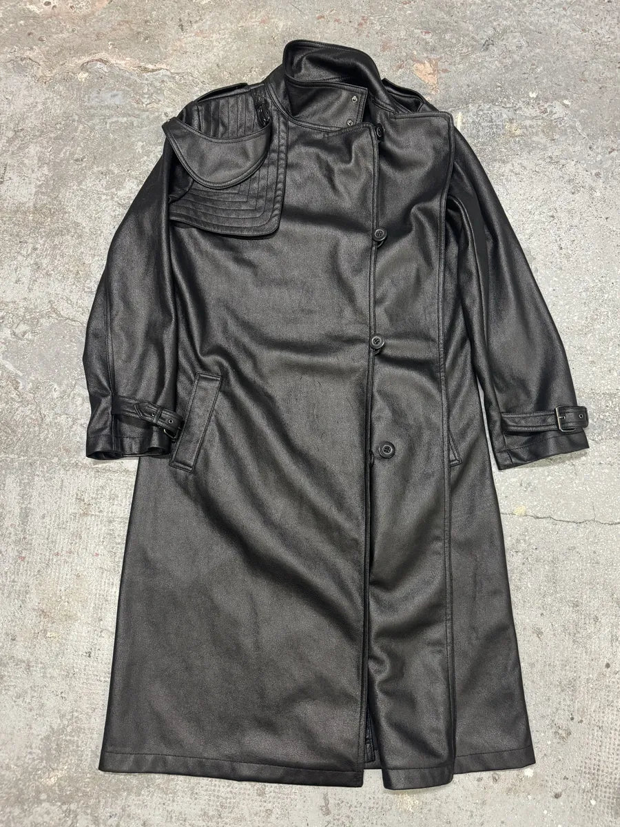 2000s Balmain Avant-Garde Black Vegan Leather Trench Coat PhdyEEJ 7