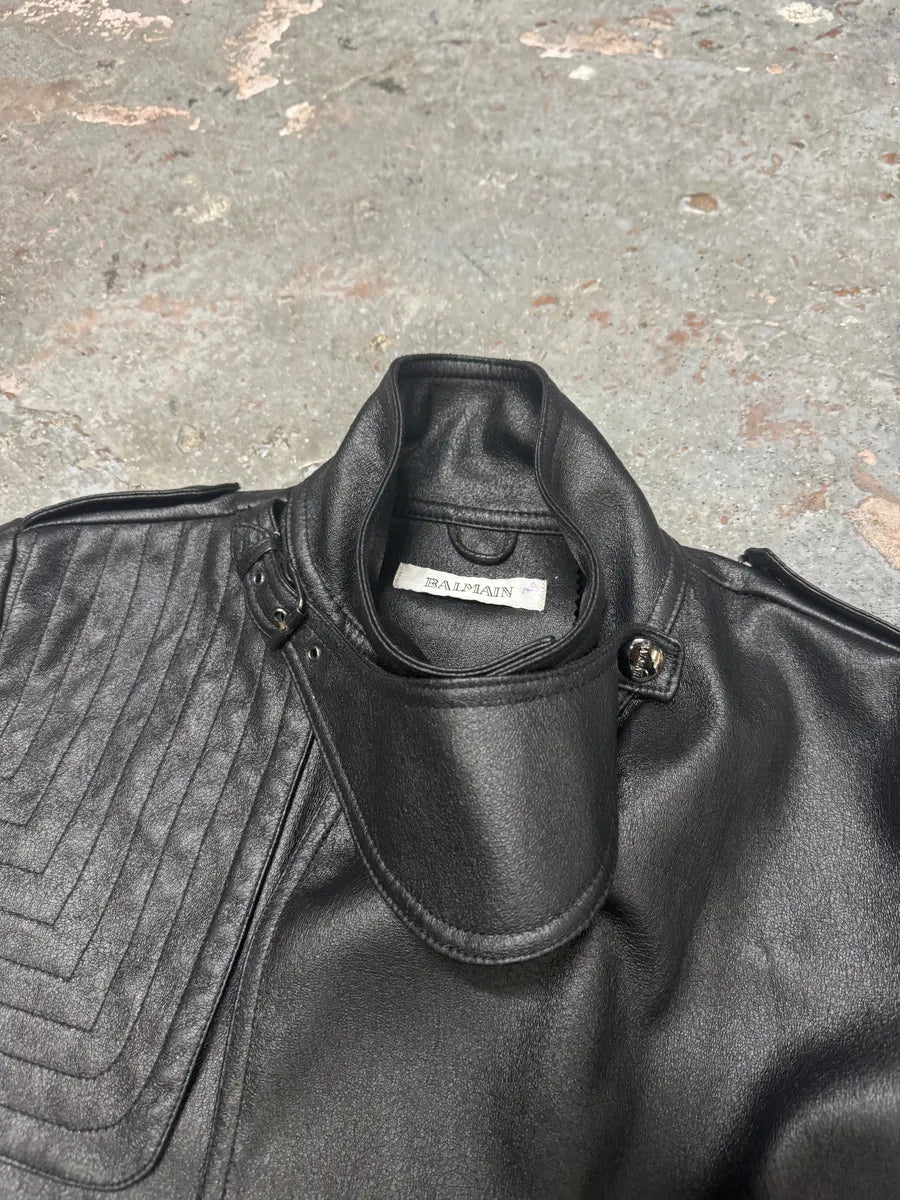 2000s Balmain Avant-Garde Black Vegan Leather Trench Coat PhdyEEJ 8