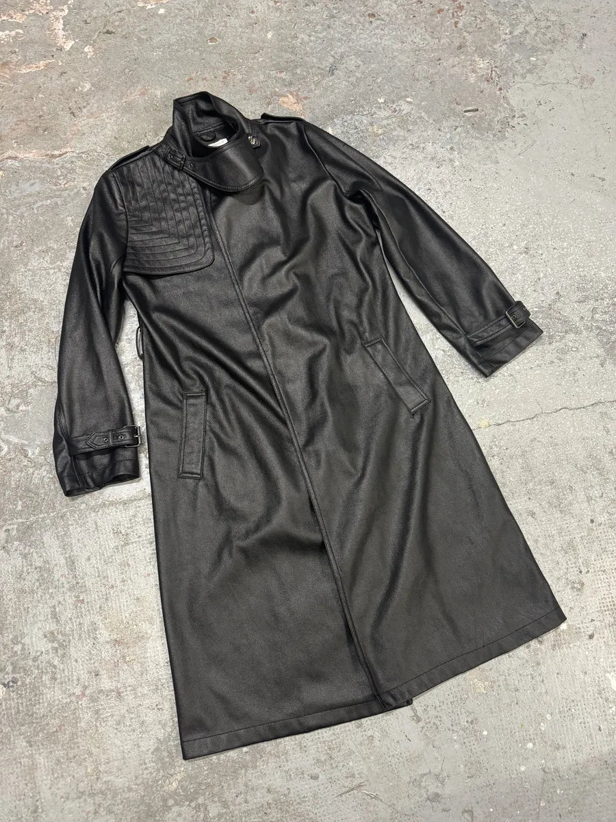 2000s Balmain Avant-Garde Black Vegan Leather Trench Coat PhdyEEJ 9