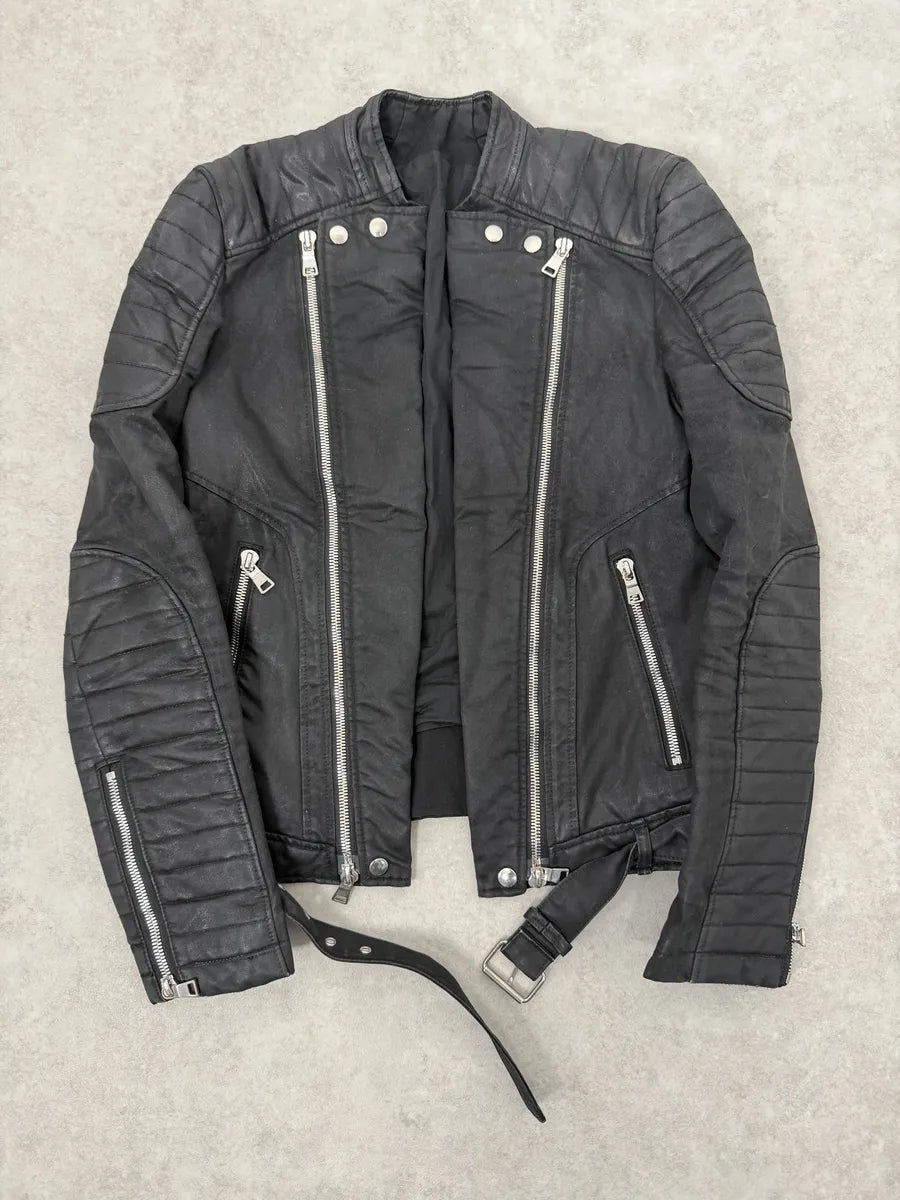 2000s Balmain Biker Black Horpist Leather Jacket iEWepCa 0