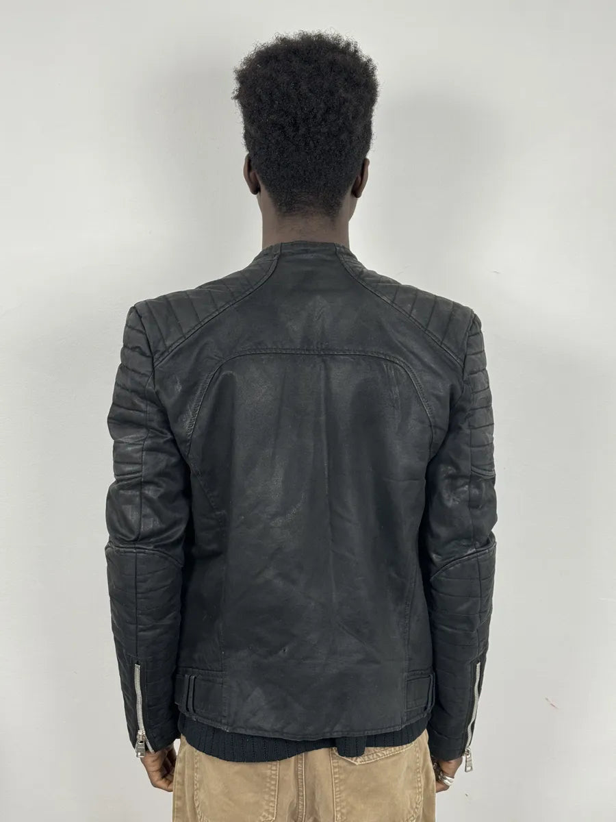 2000s Balmain Biker Black Horpist Leather Jacket iEWepCa 2