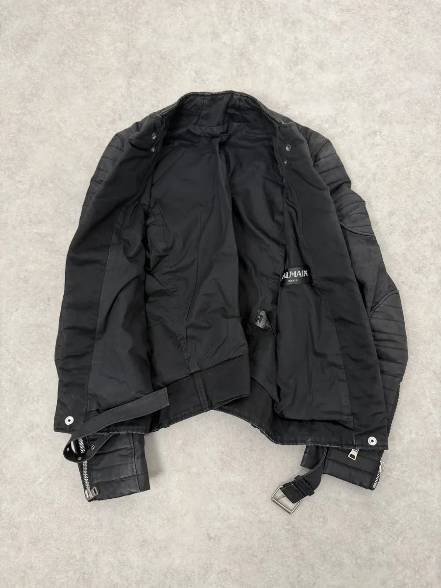 2000s Balmain Biker Black Horpist Leather Jacket iEWepCa 3