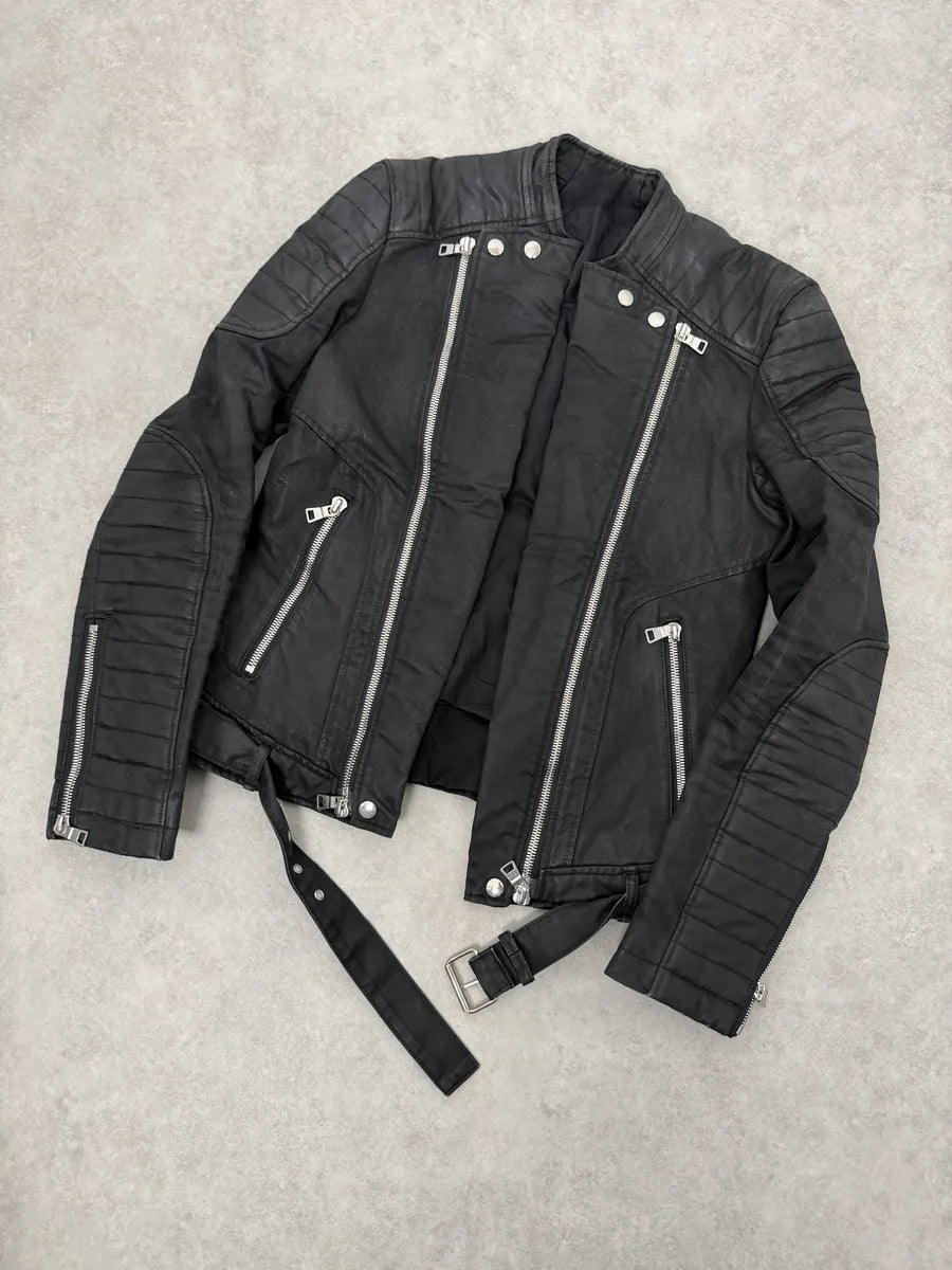 2000s Balmain Biker Black Horpist Leather Jacket iEWepCa 4