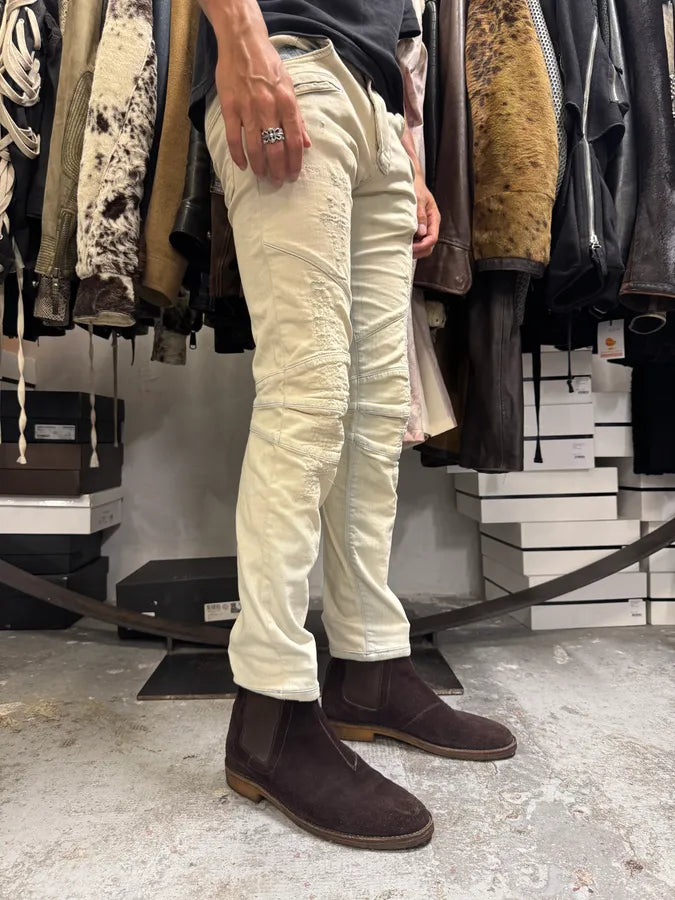 2000s Balmain Biker Reinforced Bleached Jeans XmiidyO 2