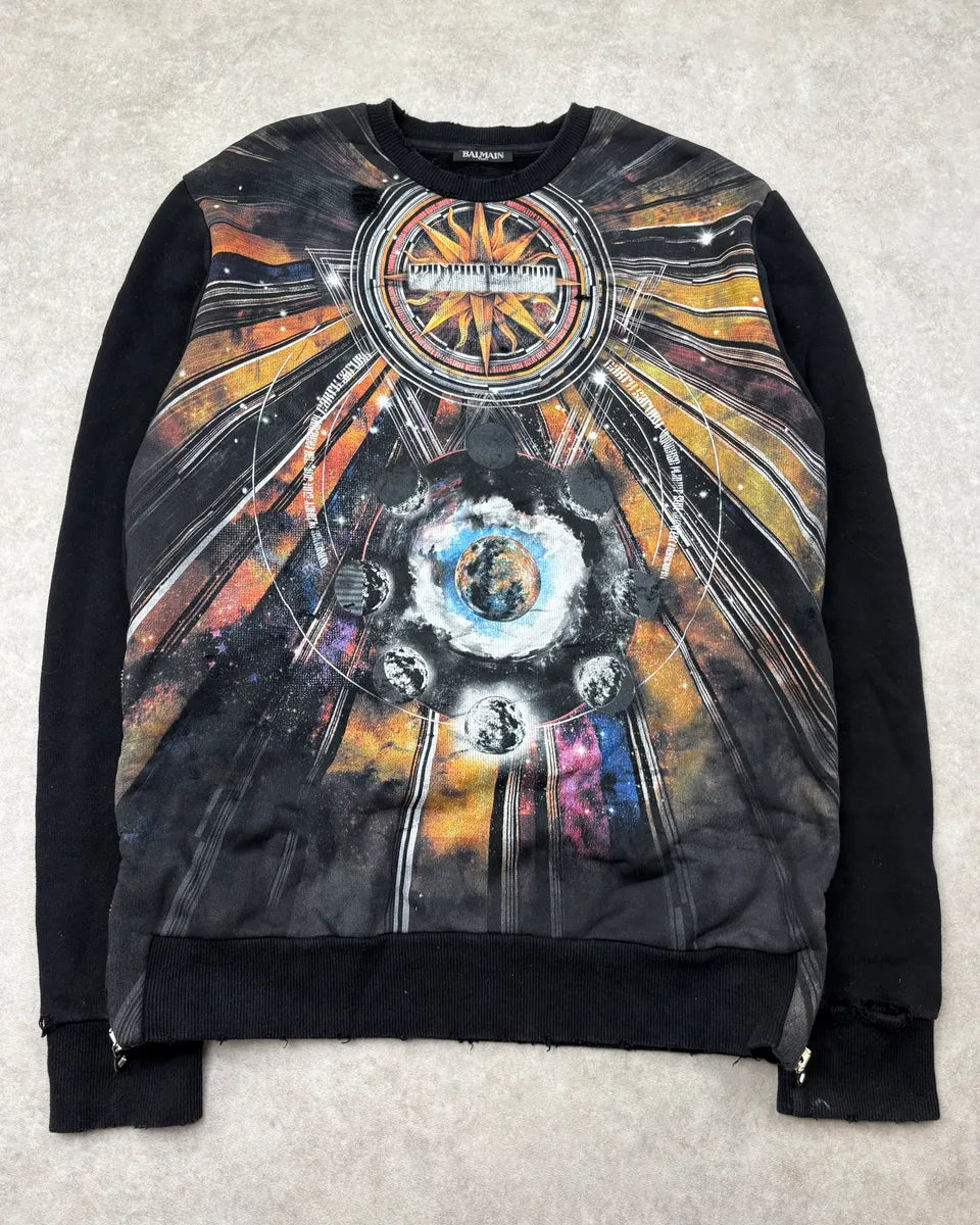 AW2018 Balmain Black Astro Zip Sweater sbYcgQX 0