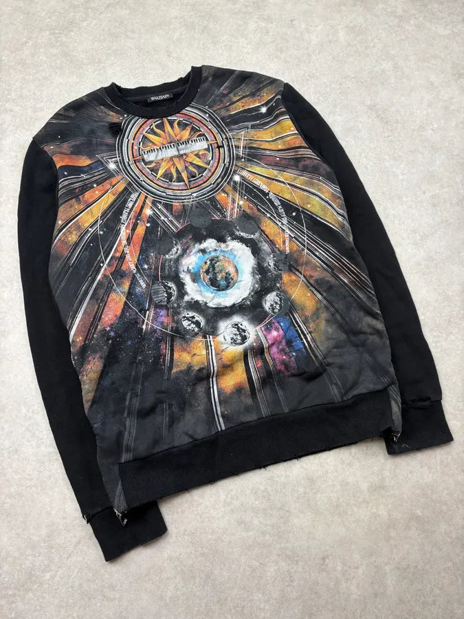 AW2018 Balmain Black Astro Zip Sweater sbYcgQX 3