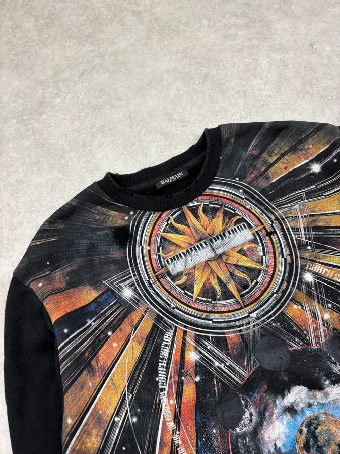 AW2018 Balmain Black Astro Zip Sweater sbYcgQX 4