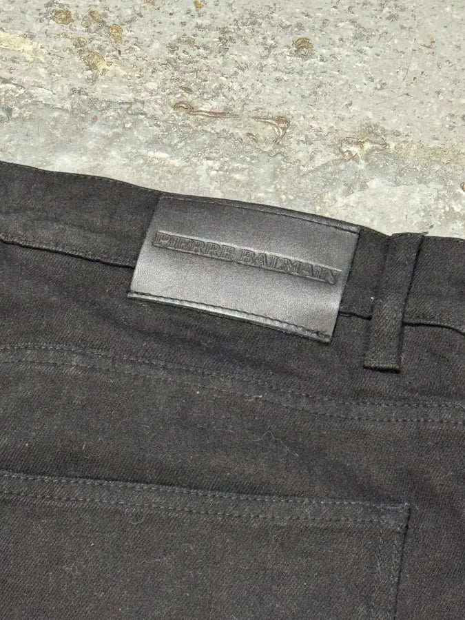 2000s Balmain Black Avant-Garde Denim Jeans QsmMKPe 5