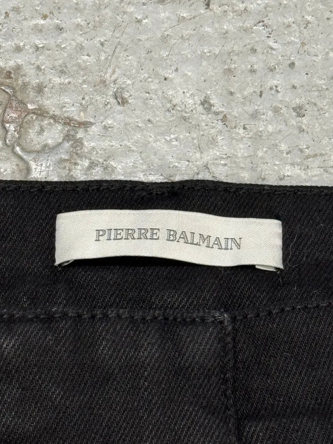 2000s Balmain Black Avant-Garde Denim Jeans QsmMKPe 8