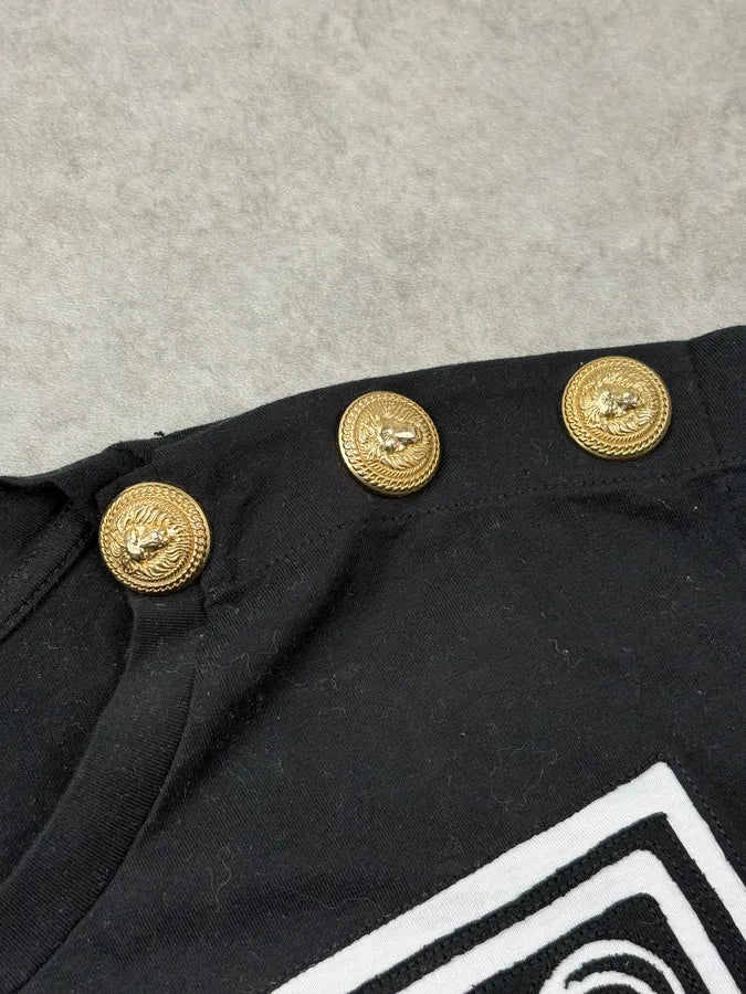 2000s Balmain Black Buttoned Emblem Tank Top FghcaMQ 6