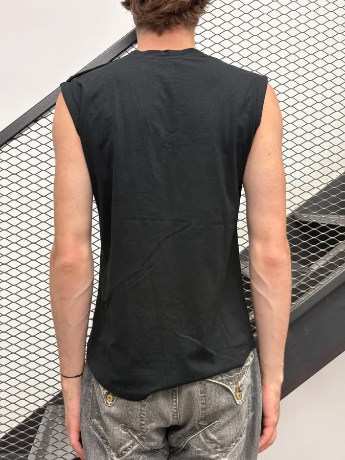 2000s Balmain Black Buttoned Emblem Tank Top FghcaMQ 2