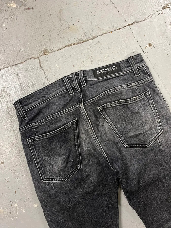 2000s Balmain Black Faded Slim Denim Jeans fuZOymQ 7