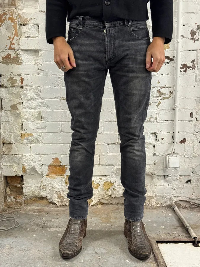 2000s Balmain Black Faded Slim Denim Jeans fuZOymQ 1