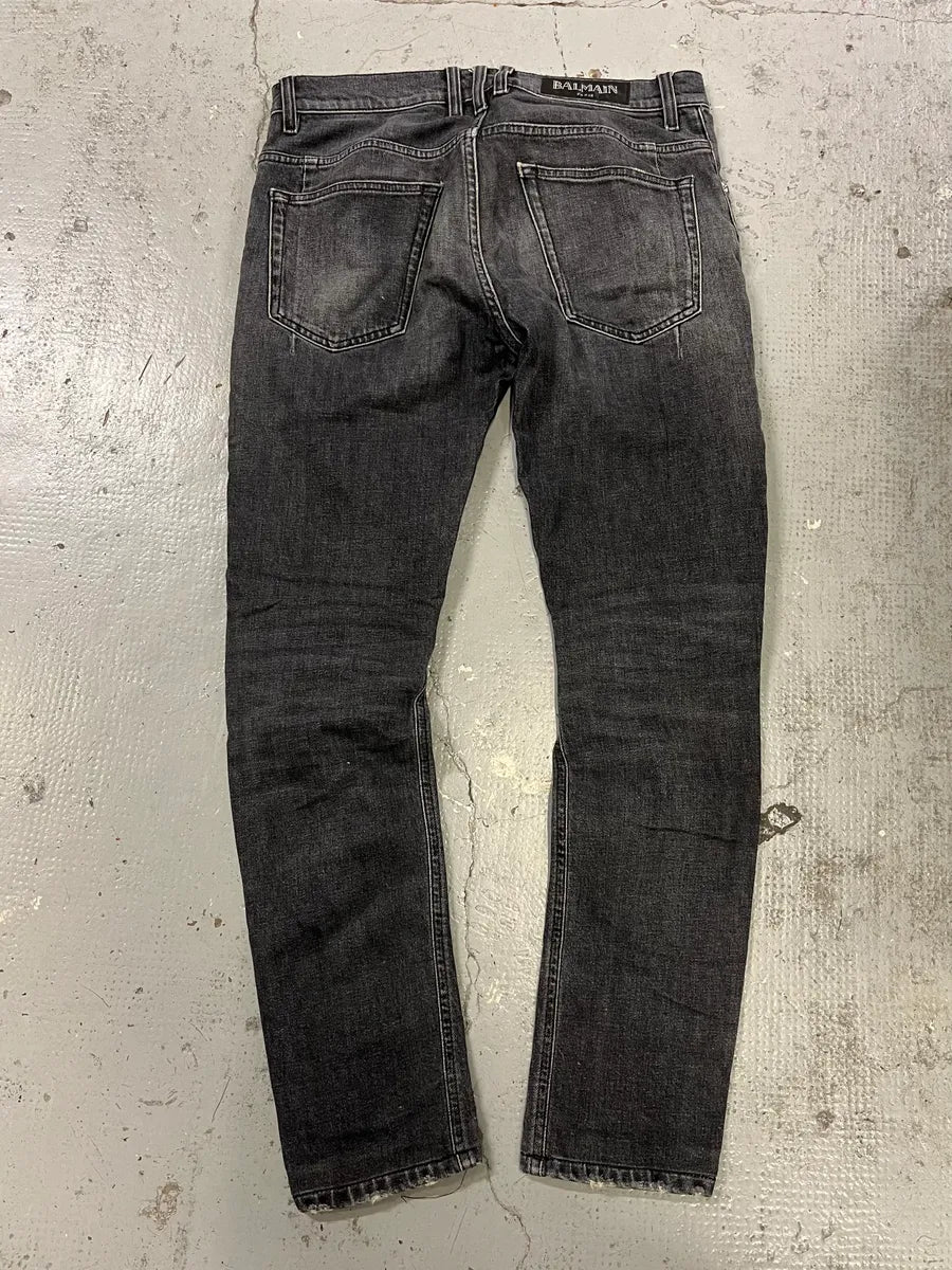 2000s Balmain Black Faded Slim Denim Jeans fuZOymQ 6