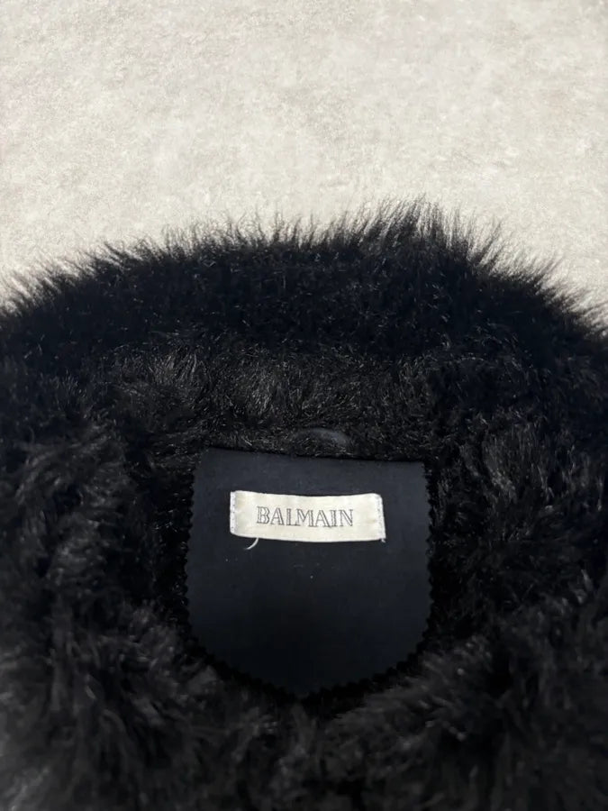 2000s Balmain Black Faux Fur Classy Jacket lsTKXoz 7
