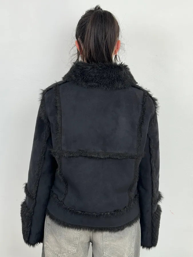 2000s Balmain Black Faux Fur Classy Jacket lsTKXoz 2