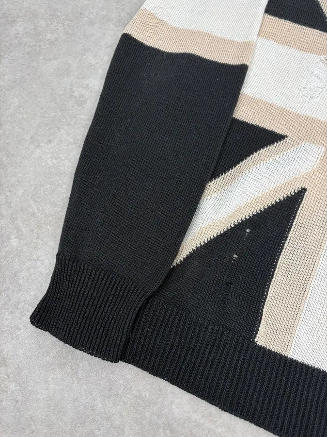 SS2016 Balmain Black Union Jack Wool Distressed Sweater HXYFzUW 6