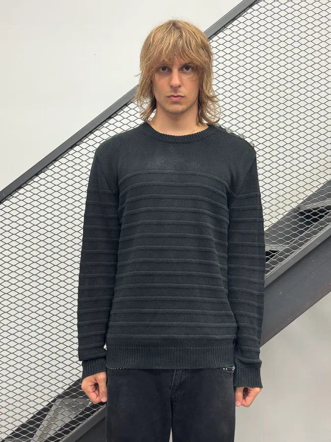 AW2018 Balmain Black Faded Wool Buttoned Signature Ribbed Sweater iHrgFjO 1