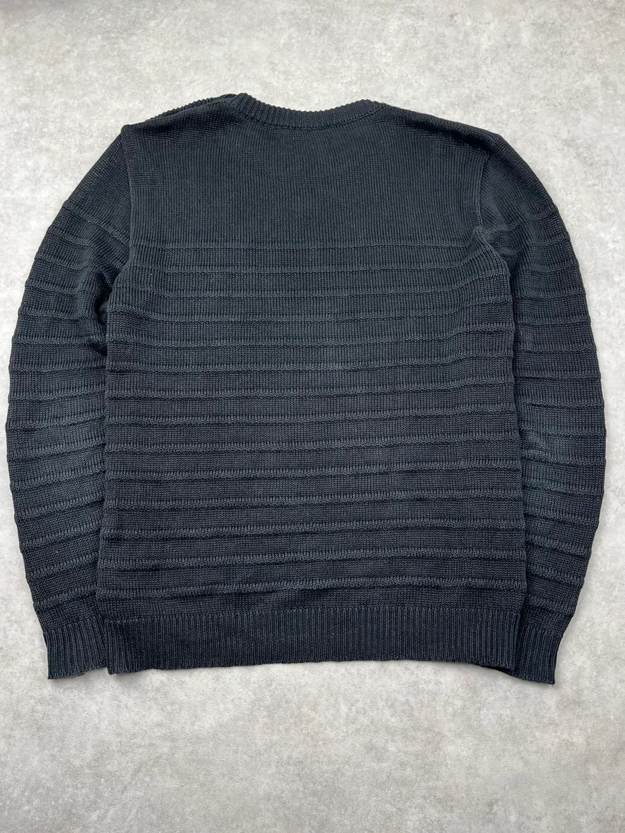 AW2018 Balmain Black Faded Wool Buttoned Signature Ribbed Sweater iHrgFjO 6